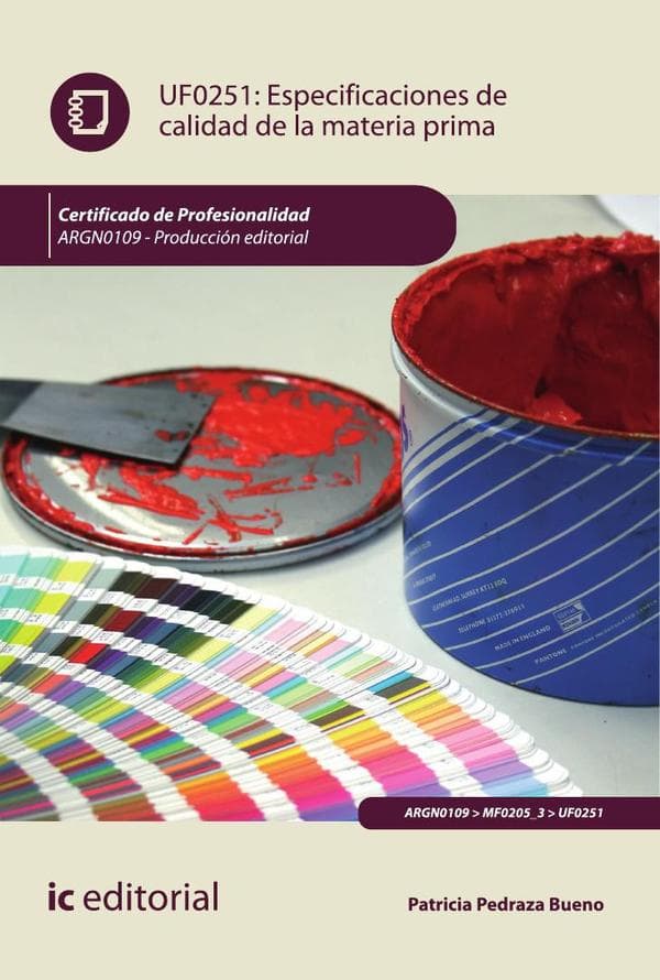Especificaciones de calidad de la materia prima. Argn0109 - producción editorial