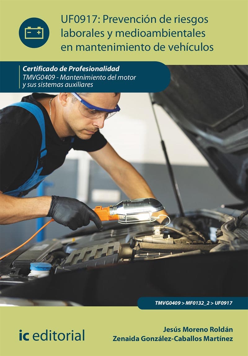 Prevención de riesgos laborales y medioambientales en mantenimiento de vehículos. Tmvg0409 - mantenimiento del motor y sus sistemas auxiliares